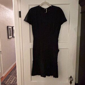 Isabel Marant Short Black Linen Asymmetric Ruffle Dress Raw Hem 38 (US 6)
